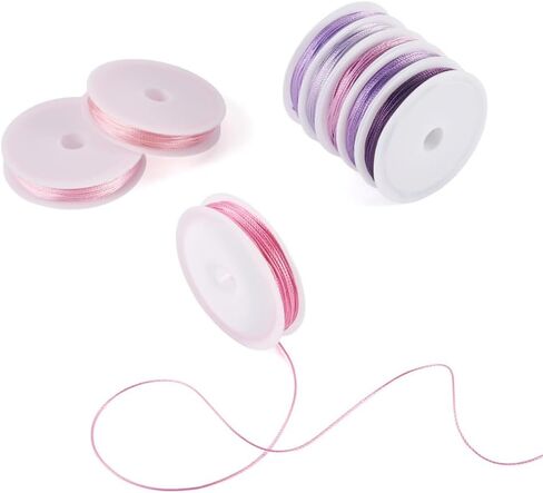 0.9mm Round 15-Ply Polyester Twisted Cord Total 80m Mixed 8 Colors for Necklace Bracelet DIY Jewelry Keychain Handmade Crafts Making Supplies (Pink Purple Series) in Saudi Arabia