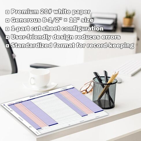 General Journal Vouchers (Form ERA-7221) - Accounting Vouchers Compatible with ERA & Vim - 8.5" x 11" White Paper - 1-Part - Ideal for Financial Recording - 4 Pad (Packaged 100 per pad) in Saudi Arabia