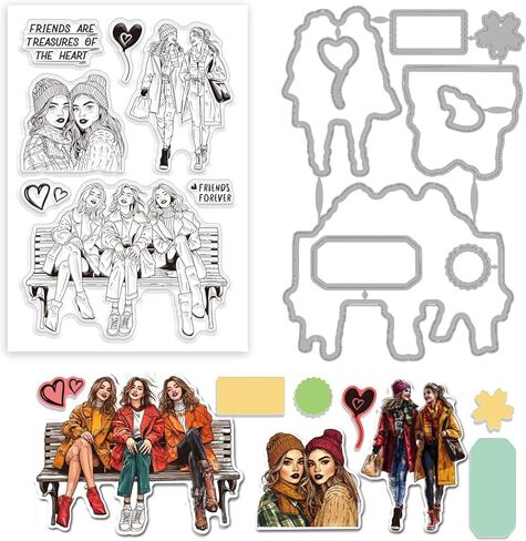 GLOBLELAND Flower Bouquet and Lady Clear Stamps and Metal Cutting Dies Set for DIY Scrapbooking Photo Album Decorative Cards Making Embossing Album Crafts in Saudi Arabia
