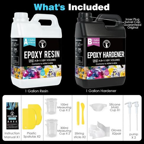 ResinAngel 32oz Clear Epoxy Resin Kit – Easy 1:1 Mixing, Non-Yellowing, Bubble-Free Formula Self-Leveling Casting Resin for DIY Crafts, Resin Art Projects, Jewelry, Wood Projects in Saudi Arabia