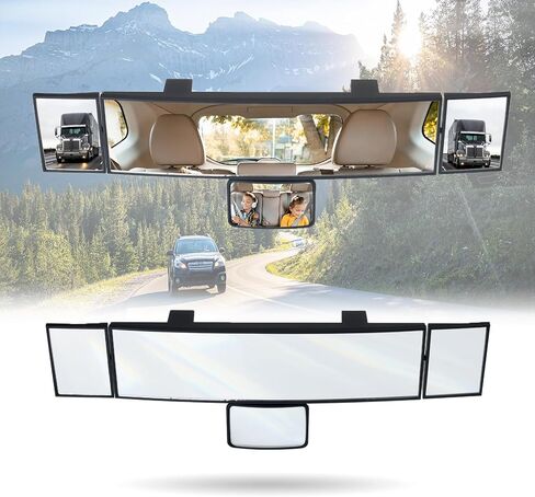 15" Rear View Mirror,Car Panoramic Rearview Mirrors Extender,Reduce Blind Spot Effectively for Car SUV Trucks -Clear. Suitable car mirror for cars, trucks and SUV in Saudi Arabia