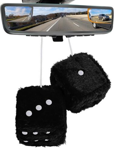 قطعتان من النرد القطيفة الغامضة مع نقاط، زوج مربع 3 بوصة من مرآة الرؤية الخلفية الرجعية زينة معلقة، قلادة نرد ناعمة كلاسيكية عتيقة ديكور مرآة داخلية تلقائية، ملحقات السيارة (أصفر) in Kuwait