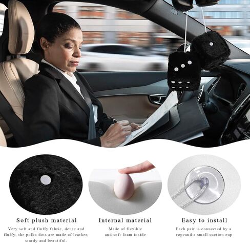 قطعتان من النرد القطيفة الغامضة مع نقاط، زوج مربع 3 بوصة من مرآة الرؤية الخلفية الرجعية زينة معلقة، قلادة نرد ناعمة كلاسيكية عتيقة ديكور مرآة داخلية تلقائية، ملحقات السيارة (أصفر) in Kuwait