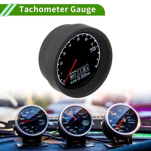 2.5" 60mm Tachometer Gauge Colorful Pointer RPM Tachometer Tach Gauge 0-9000RPM W/Sensor and Bracket Universal Car DC 12V in Saudi Arabia