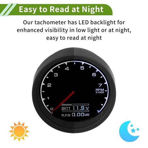 2.5" 60mm Tachometer Gauge Colorful Pointer RPM Tachometer Tach Gauge 0-9000RPM W/Sensor and Bracket Universal Car DC 12V in Saudi Arabia