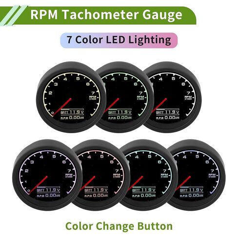 2.5" 60mm Tachometer Gauge Colorful Pointer RPM Tachometer Tach Gauge 0-9000RPM W/Sensor and Bracket Universal Car DC 12V in Saudi Arabia