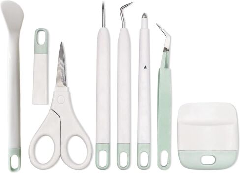 Corey-z Craft Vinyl Weeding Tools Set,Precision Vinyl Tools Kit for Crafting, Weeder/Scraper/Spatula/Tweezers/Scoring Stylus/Scissor for Cricut/Silhouette/Siser HTV/Oracal Vinyl,7pcs Gary in Kuwait