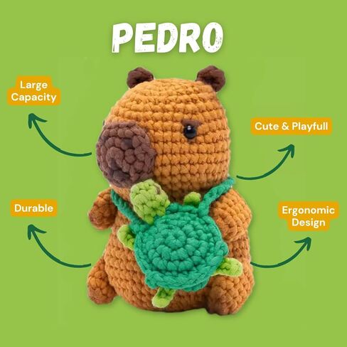 مجموعة أدوات الكروشيه للحيوانات التي يمكنك صنعها بنفسك، تعلم الكروشيه للمبتدئين من خلال مقاطع فيديو تعليمية خطوة بخطوة، ومجموعة أدوات الكروشيه مع الخيوط والأدوات والملحقات (بيدرو ذا كابيبارا) in Kuwait