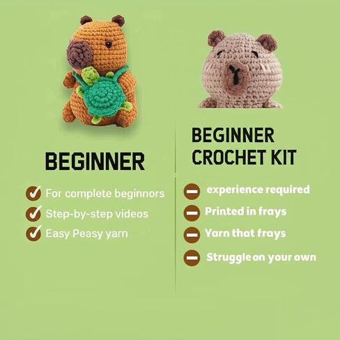 مجموعة أدوات الكروشيه للحيوانات التي يمكنك صنعها بنفسك، تعلم الكروشيه للمبتدئين من خلال مقاطع فيديو تعليمية خطوة بخطوة، ومجموعة أدوات الكروشيه مع الخيوط والأدوات والملحقات (بيدرو ذا كابيبارا) in Kuwait