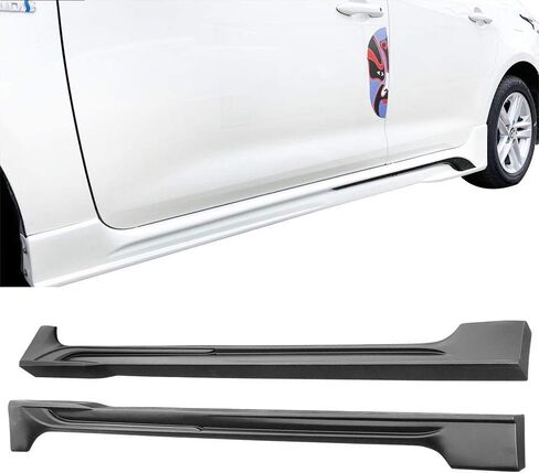 IKON MOTORSPORTS, Side Skirts Compatible With 2020-2025 Toyota Corolla Sedan (Not Fit Hatchback), Side Skirt Extension Rocker Panel Matte Black 2PC PP Polypropylene in Saudi Arabia