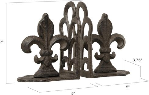 Creative Co-Op Decorative Distressed Metal Fleur de Lis Bookends, Gold, Set of 2 in Kuwait