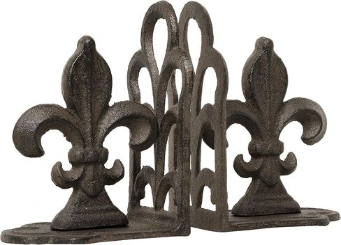 Creative Co-Op Decorative Distressed Metal Fleur de Lis Bookends, Gold, Set of 2 in Kuwait
