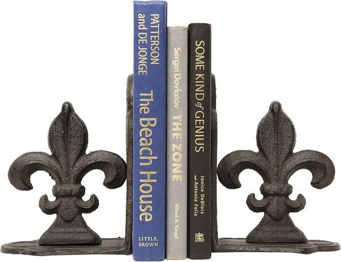 Creative Co-Op Decorative Distressed Metal Fleur de Lis Bookends, Gold, Set of 2 in Kuwait