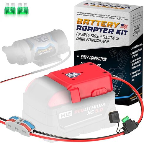 Harpy Eagle Battery Adapter for Yellow 20V MAX Batteries – Compatible Oil Extractor Pump – Includes 30A Fuse, WAGO Connectors & 12AWG Wires – Battery & Pump Not Included in Saudi Arabia