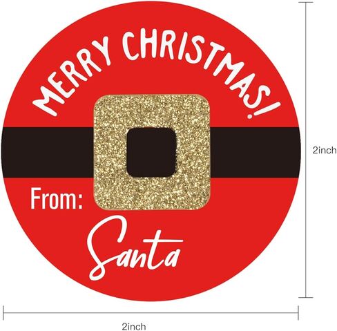 WRAPAHOLIC Christmas Gift Stickers - 2 x 2 Inch 504 Total Labels - Christmas Santa Claus Belt with Glitter Design Stickers, Perfect for Party, Celebration Gift Wrap in Saudi Arabia