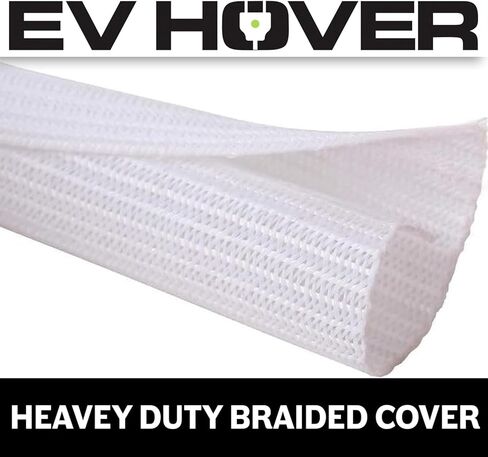 Cable Wrap for EV Cable Management System - Self-Wrapping Split Sleeve Braided Loom EV Charging Cable Wrap - Weatherproof - UL Listed - White, 394" in Saudi Arabia