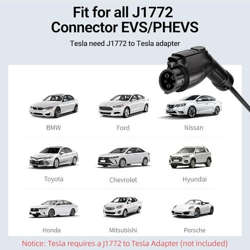 شاحن 16A المستوى 1 و2 EV، شاحن سيارة كهربائي J1772 محمول معتمد من ETL، محطة شحن السيارة الكهربائية مع سلك 25 قدم، قابس 120 فولت/240 فولت NEMA 6-20P ومحول 120 فولت 5-15P لجميع سيارات J1772 EV in Kuwait