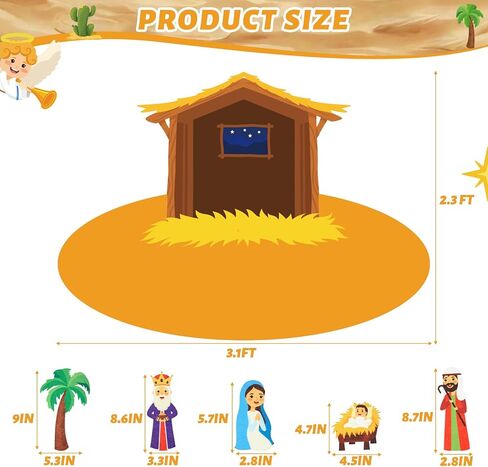 Maysing 3.1ft مجموعة المهد للأطفال والأطفال الصغار 23 قطعة ميلاد يسوع ورأى أرقام الجدار شنقا ديكور لوحة القصة مجموعة قابلة للفصل لعيد الميلاد الدينية المسيحية مدرسة الأحد DIY الحرفية هدية in Saudi Arabia