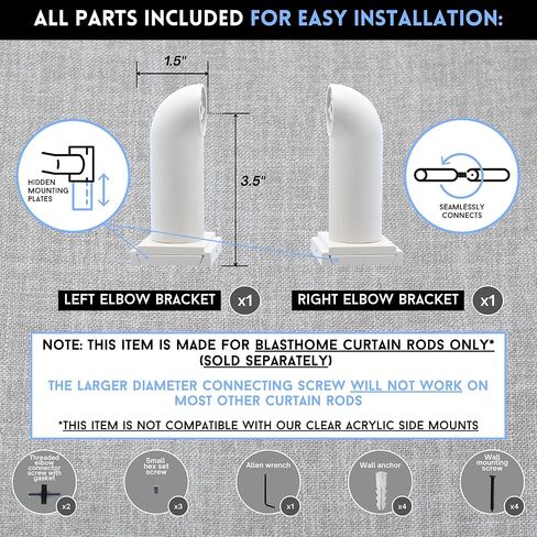 BlastHome™ Luxury French Return Room Darkening Brackets – Premium Quality, Heavy Metal – Fits Only Signature Collection Curtain Rods (Not Included) – 1 1/4" Diameter, Set of 2 – Brushed Dark Brown in Kuwait