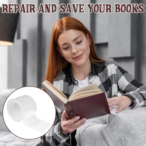 شريط إصلاح الكتب الأرشيفية الآمن مقاس 3 × 16.4 بوصة، شريط إصلاح الكتب من الفينيل، شريط شفاف لاصق قوي للمكتبات والكتب القديمة والصفحات المكسورة وألبوم الصور in Kuwait