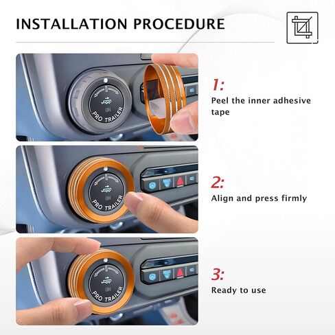 for Ford Maverick 2025 Accessories, 1pcs Aluminum Alloy Knob Cover Trim for Pro Trailer Control Switch (Orange) in Saudi Arabia