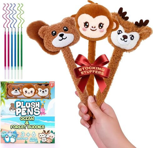 أدوات تخزين للأطفال - 3 قطع من أدوات تخزين عيد الميلاد للمراهقات والأولاد والبنات والأطفال، أقلام هلامية، أقلام ممتعة مع 6 عبوات هدايا عيد الميلاد، أقلام لطيفة للوازم المدرسية in Kuwait