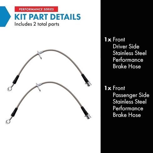 TRQ Stainless Steel Performance Front Brake Hose Compatible with 2000-2006 Cadillac 1999-2007 Chevrolet 1999-2007 GMC in Saudi Arabia