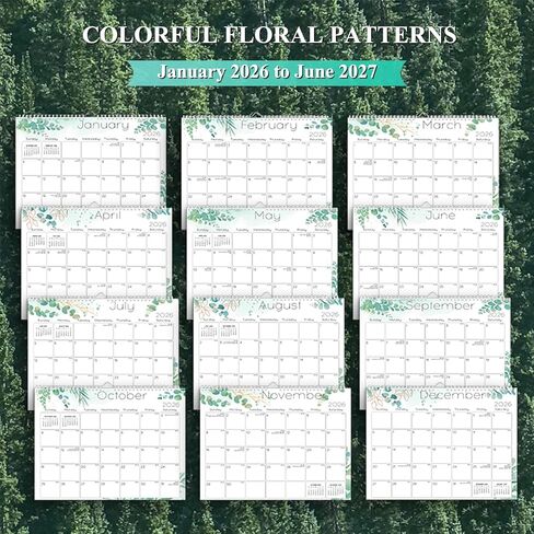 Ymumuda Wall Calendar 2024-14 Monthly from DEC. 2023 to JAN. 2025, 14" x 11", 2024 Desk/Wall Calendar with Monthly Views& Unruled Blocks, Easy Organizing for Annual Work, Floral 01 in Kuwait