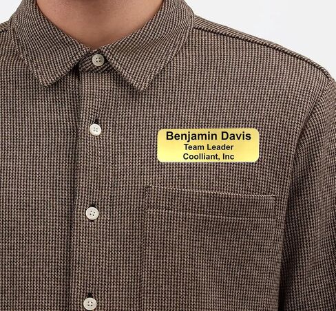 Custom Laser Engraved Name Tag Badges for Business or Employees Position Identification - Personalized text for your name plate or ID tags, 1 x 3 inches, Made in California, USA (Gold, 1 x 3 inches) in Kuwait