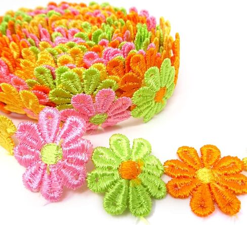 5 Yards Sweet Daisy Ribbon Lace Cute Colorful Flower Embroidered Trim Ribbons for DIY Clothing Sewing Crafts Making in Saudi Arabia