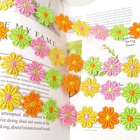 5 Yards Sweet Daisy Ribbon Lace Cute Colorful Flower Embroidered Trim Ribbons for DIY Clothing Sewing Crafts Making in Saudi Arabia