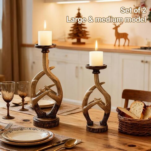 Rutic Farmhouse Antlers Candle Holder Set of 2 Decor for Living Room Bedroom House Dinner Wedding Party Valentine's Day Cottage christmas in Saudi Arabia