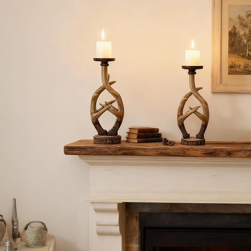 Rutic Farmhouse Antlers Candle Holder Set of 2 Decor for Living Room Bedroom House Dinner Wedding Party Valentine's Day Cottage christmas in Saudi Arabia
