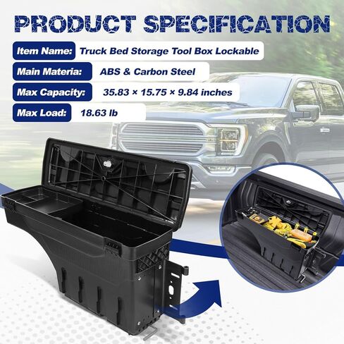 Passenger Side Truck Bed Storage Tool Box Lockable, Fit for Ford F-150 2015-2021, Rotatable Tool Box, Waterproof, Combination Lock in Saudi Arabia