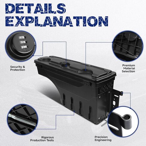 Passenger Side Truck Bed Storage Tool Box Lockable, Fit for Ford F-150 2015-2021, Rotatable Tool Box, Waterproof, Combination Lock in Saudi Arabia