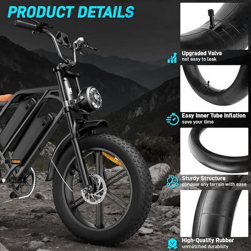 JERBOR Upgraded Inner Tube for Cycrown CycRun CycHunter CycFree CycKnight E-Bike, Thickened Puncture Resistant Front & Rear Inner for Cycrown E-Bike Accessoires in Saudi Arabia
