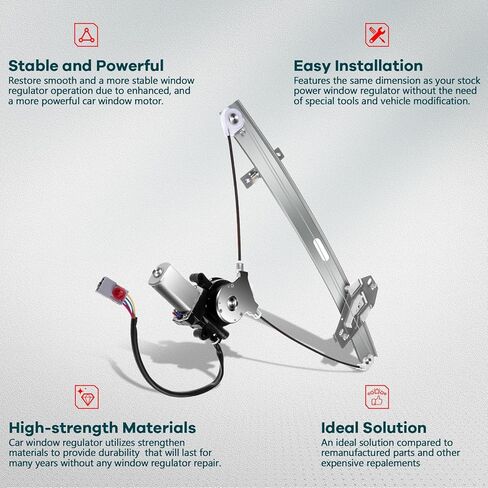 FINDAUTO Power Window Regulator w/Motor Rear Left Driver Side fits 2001-2005 For Honda Civic 741-744 in Kuwait