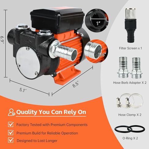110V Diesel Fuel Transfer Pump, 1/2 HP 18GPM High Flow Self-Priming Electric Extractor with 3/4" NPT Fittings & Strainer, Heavy Duty Cast Iron for Tractor, Truck, Kerosene, Biodiesel in Saudi Arabia
