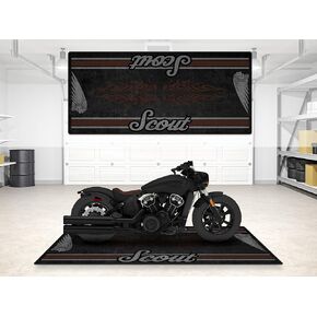 سجادة انتظار السيارات Wibeart للدراجات النارية Scout Bobber، سجادة العرض والحفرة، سجادة عرض المرآب غير قابلة للانزلاق قابلة للغسل، سجادة (دخان أسود، 86.6 × 39.4/220 × 100 سم) in Kuwait