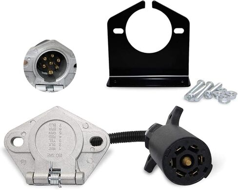محول شفرة NEWSUN® 7 دبوس RV إلى مقبس مقطورة دائري 7 اتجاهات، موصل Adpater 7 Prong مع حزام الأسلاك، موصل نهاية السيارة، دعامة تثبيت لجرار شاحنة بيك اب نصف شاحنة in Kuwait
