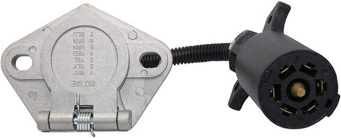 محول شفرة NEWSUN® 7 دبوس RV إلى مقبس مقطورة دائري 7 اتجاهات، موصل Adpater 7 Prong مع حزام الأسلاك، موصل نهاية السيارة، دعامة تثبيت لجرار شاحنة بيك اب نصف شاحنة in Kuwait