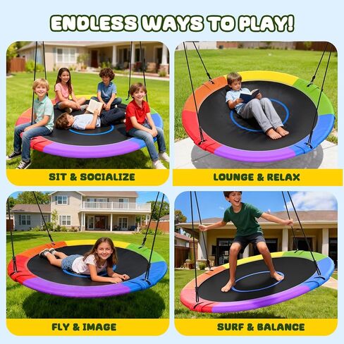 أرجوحة شجرة صحن كبيرة مقاس 60 بوصة من Trekassy للأطفال والكبار 900D أكسفورد مقاومة للماء مع قطعتين من الأشرطة المعلقة in Kuwait