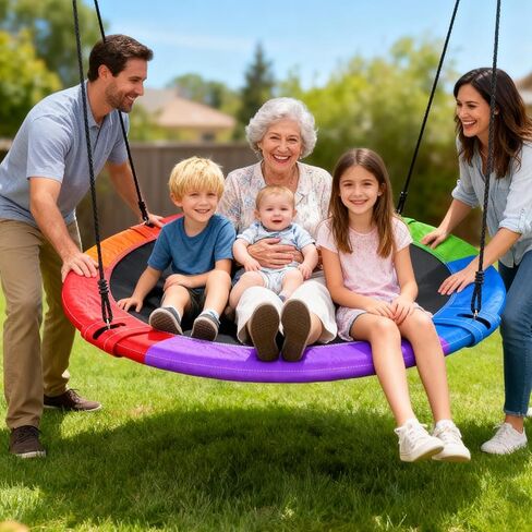 أرجوحة شجرة صحن كبيرة مقاس 60 بوصة من Trekassy للأطفال والكبار 900D أكسفورد مقاومة للماء مع قطعتين من الأشرطة المعلقة in Kuwait