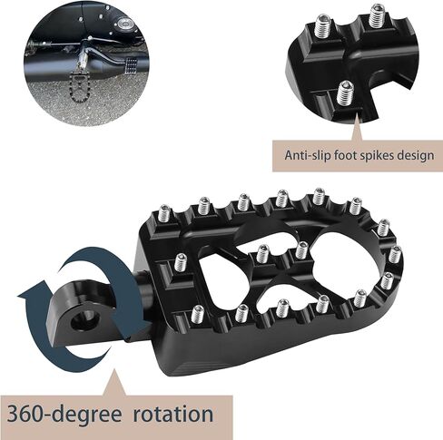 360° Rotating CNC Foot Pegs - Bobber Style Choppers for Harley Sportster, Dyna, Fat Boy, Iron 883 (Black) in Saudi Arabia