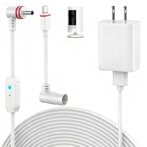 سلك طاقة ومحول بطول 23 قدمًا متوافق مع كاميرا Ring Spotlight Cam Plus/Pro وبطارية Stick Up Cam، وكابل شحن للحلقة، وقابس طاقة مقاوم للطقس وكابل شحن USB صغير in Kuwait