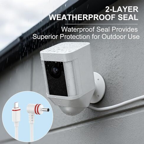 سلك طاقة ومحول بطول 23 قدمًا متوافق مع كاميرا Ring Spotlight Cam Plus/Pro وبطارية Stick Up Cam، وكابل شحن للحلقة، وقابس طاقة مقاوم للطقس وكابل شحن USB صغير in Kuwait