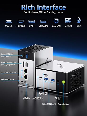GMKtec K6 Gaming Mini PC-Windows 11 Pro, Dual 2.5Gbps LAN AMD Ryzen 7 7840HS 16GB DDR5,1TB PCIe 4.0 SSD, USB4.0, HDMI, DP, USB-C, WiFi 6E, BT 5.2 Desktop Computer in Saudi Arabia