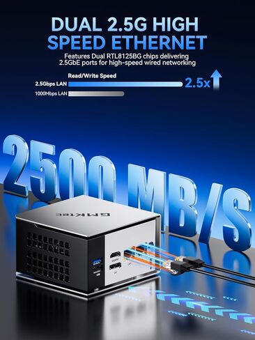GMKtec K6 Gaming Mini PC-Windows 11 Pro, Dual 2.5Gbps LAN AMD Ryzen 7 7840HS 16GB DDR5,1TB PCIe 4.0 SSD, USB4.0, HDMI, DP, USB-C, WiFi 6E, BT 5.2 Desktop Computer in Saudi Arabia