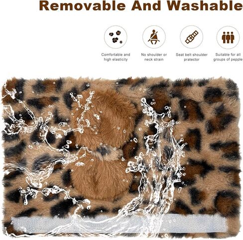 2 PCS Car Seat Belt Cover Pads, Cute Leopard Print Seatbelt Covers Shoulder Protector with Bow Tie, Soft Comfortable Plush Harness Pad for Sedans Trucks SUVs, Car Accessories (Leopard Print) in Saudi Arabia