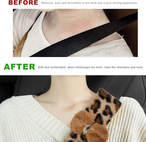 2 PCS Car Seat Belt Cover Pads, Cute Leopard Print Seatbelt Covers Shoulder Protector with Bow Tie, Soft Comfortable Plush Harness Pad for Sedans Trucks SUVs, Car Accessories (Leopard Print) in Saudi Arabia